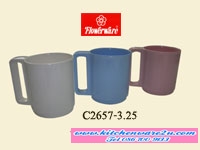 P08863 ถ้วยน้ำดื่มมีหู กว้าง3.25 นิ้ว สูง 4 นิ้วจุ 14 oz สีพื้น เมลามีนแท้ Flowerware เครือซูปเปอร์แวร์ No.C2657-3.25 (ราคาส่งต่อ 12ใบ:เฉลี่ย 52 บใบ)