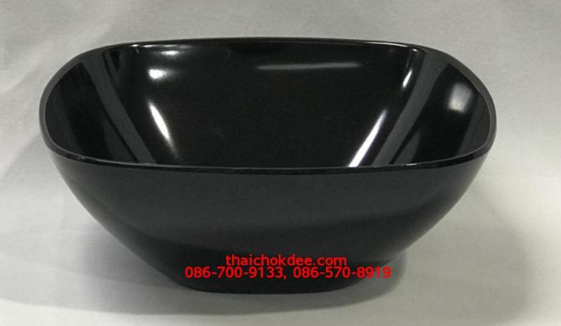 P10949 ชามสี่เหลี่ยม 6 นิ้ว สีดำ เมลามีนแท้ Flowerware เครือซูปเปอร์แวร์ No.B26039-6 (ราคาส่งต่อ 12 ใบ: เฉลี่ย 60 บ/ใบ)