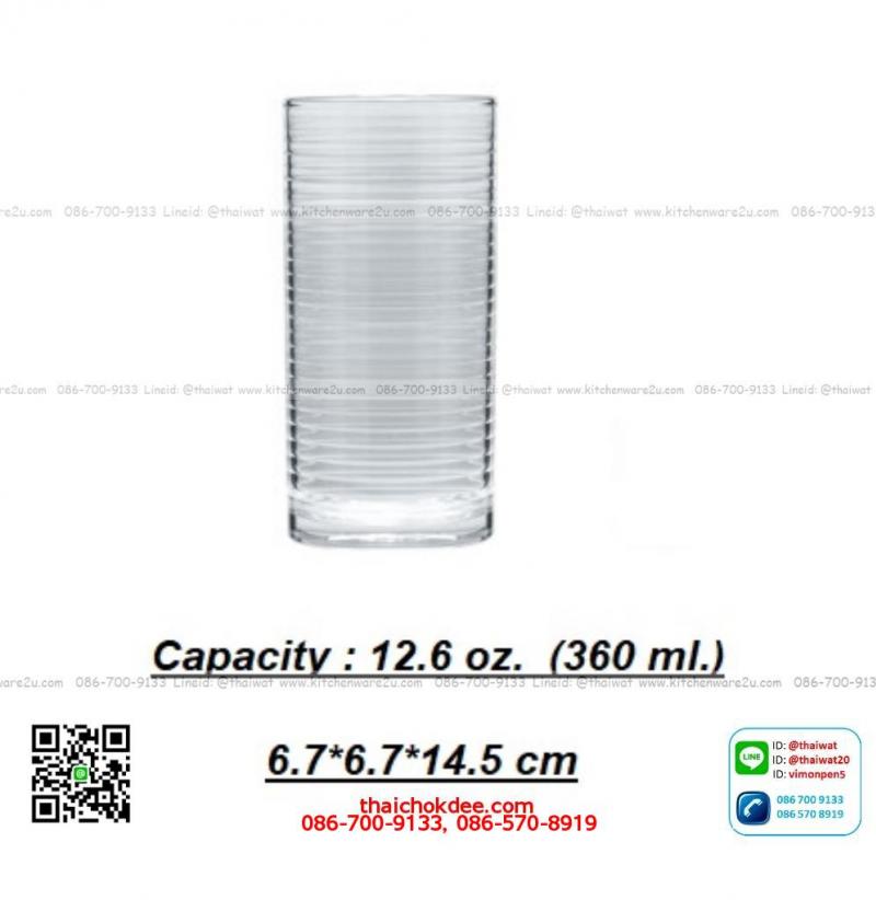 P11373 แก้วใส 12.6 Oz. (360 มิล) (6.7*6.7*14.5 cm) No.123213 ราคาส่งต่อ 1 ลัง : 72 ใบ : 1080 บต่อลัง