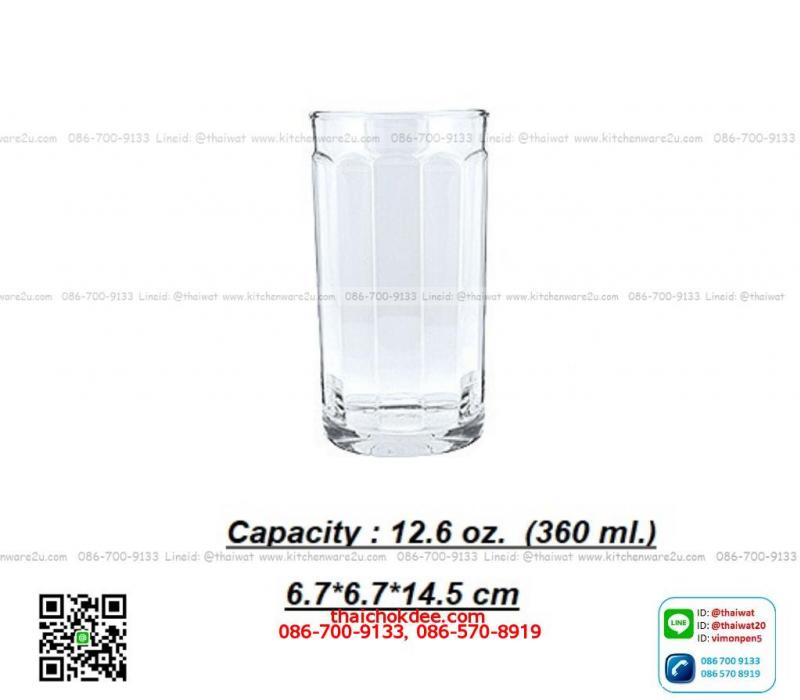 P11377 แก้วใส 12.6 Oz. (360 มิล) (6.7*6.7*14.5 cm) No.133009 ราคาส่งต่อ 1 ลัง : 72 ใบ : 960 บต่อลัง