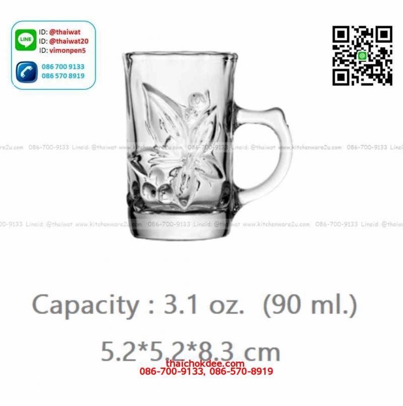 P11560 แก้วหูใส 3 Oz. (90 มิล) (5.2*5.2*8.3 cm) No.312403 ราคาส่งต่อ 1 ลัง : 72 ใบ : 780 บต่อลัง