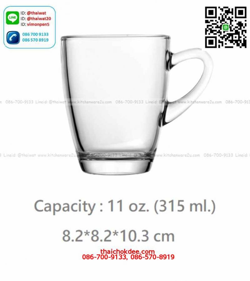 P11562 แก้วหูใส 11 Oz. (315 มิล) (8.2*8.2*10.3 cm) No.312611 ราคาส่งต่อ 1 ลัง : 48 ใบ : 780 บต่อลัง
